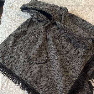 Cozy Gray Hooded Poncho
